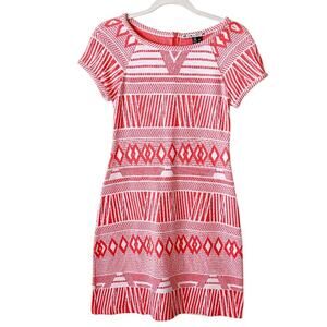 Yoana Baraschi Anthropologie | Geometric Stretchy Knit Dress Coral Orange Small